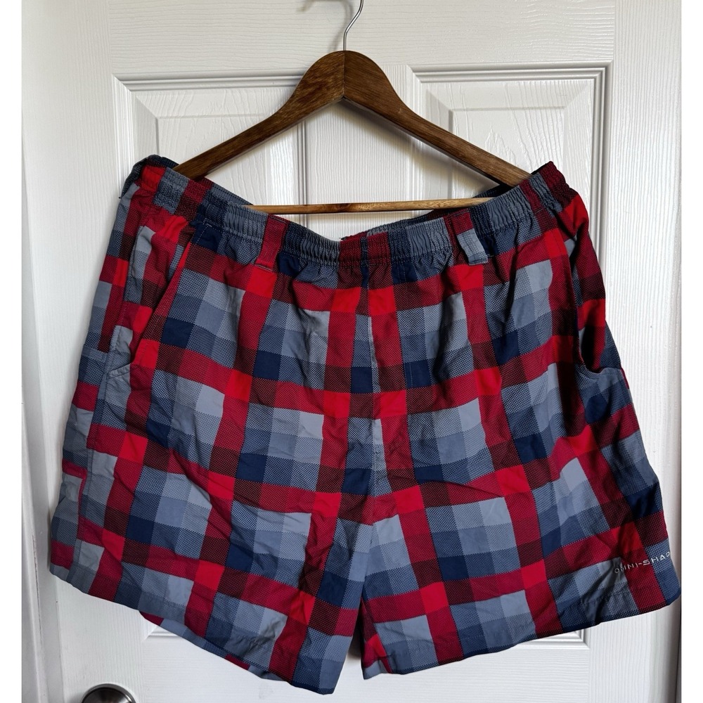 Columbia Swim Trunks Men Large Plaid Swim Shorts PFG Americana Fishing Gear